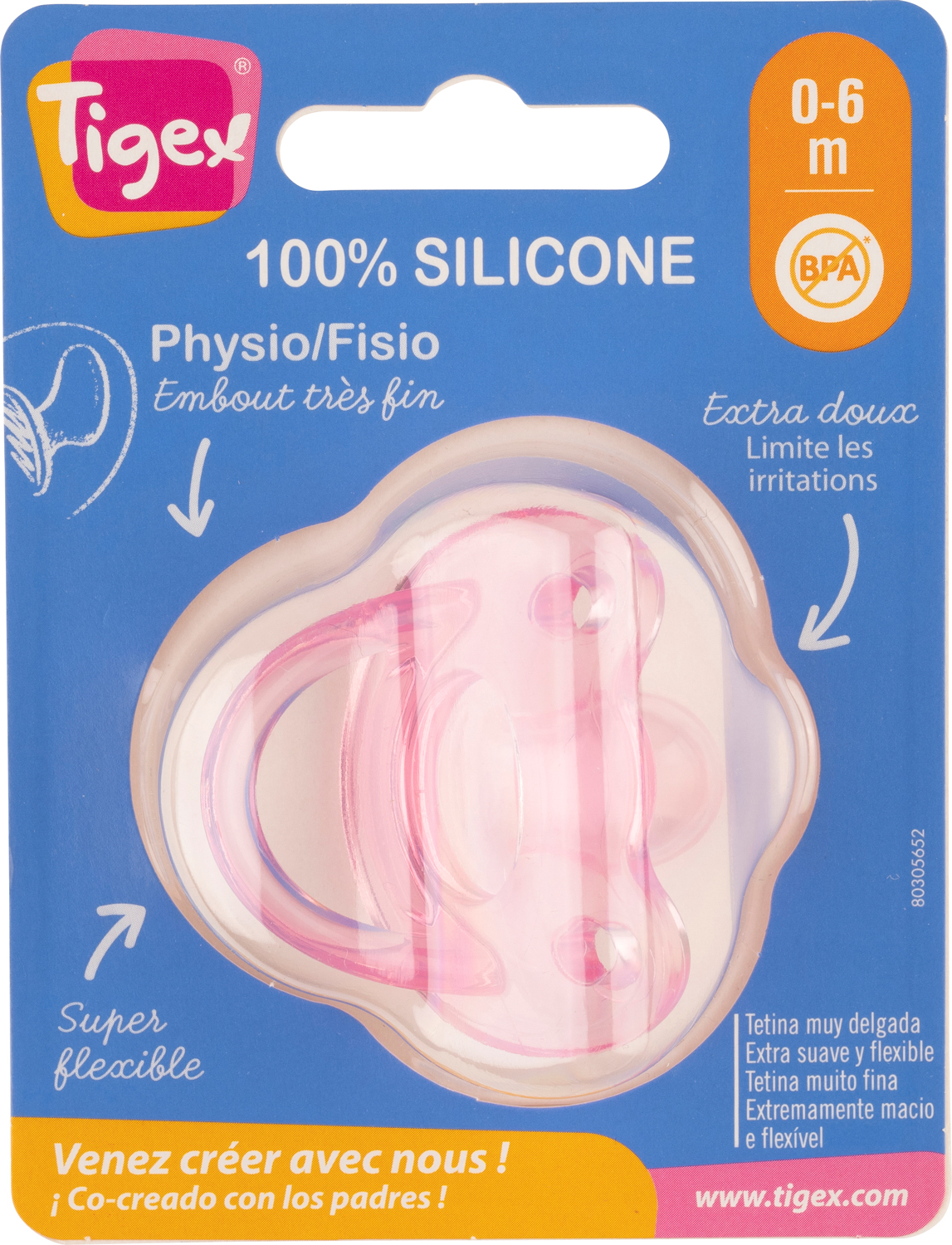 Boîte à tétine en 100% silicone - Rose