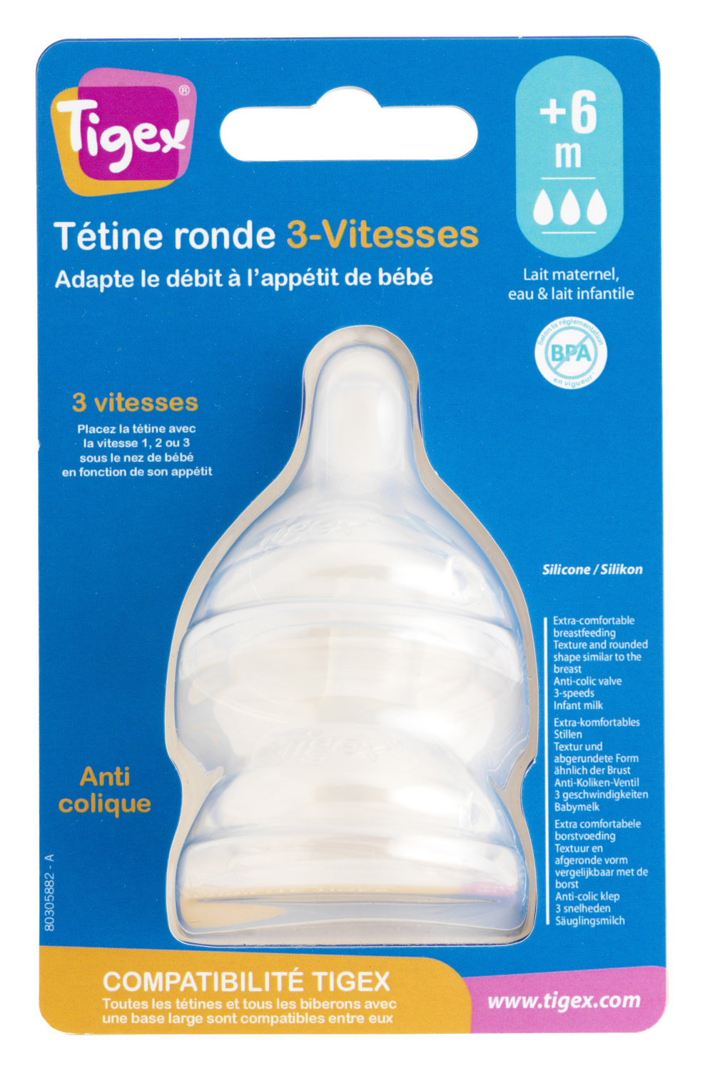 TIGEX Biberon col étroit Air control tétine silicone +6 mois Minnie 330ml  (Lot de 3) - Cdiscount Puériculture & Eveil bébé