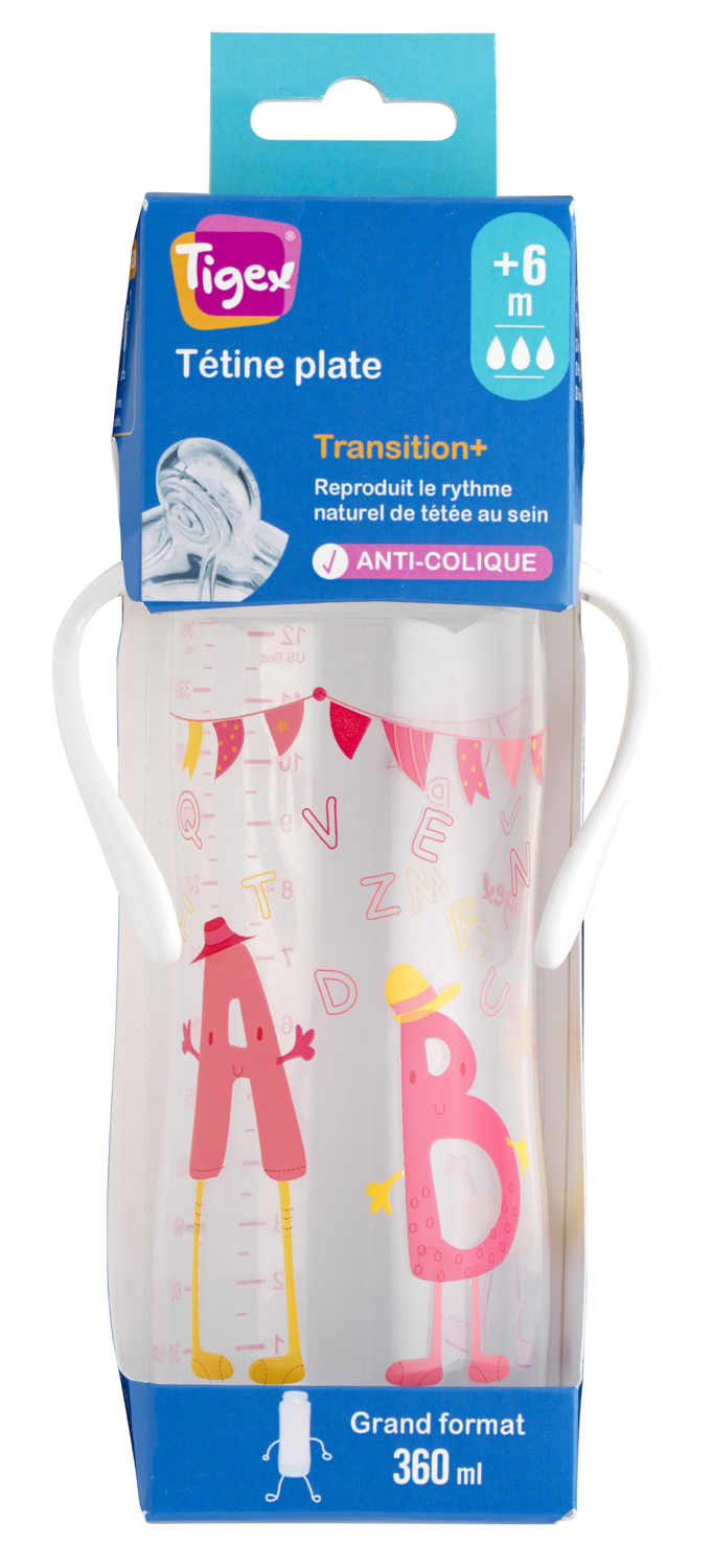 Biberon Transition 360ml Avec Poignees 6m Tigex