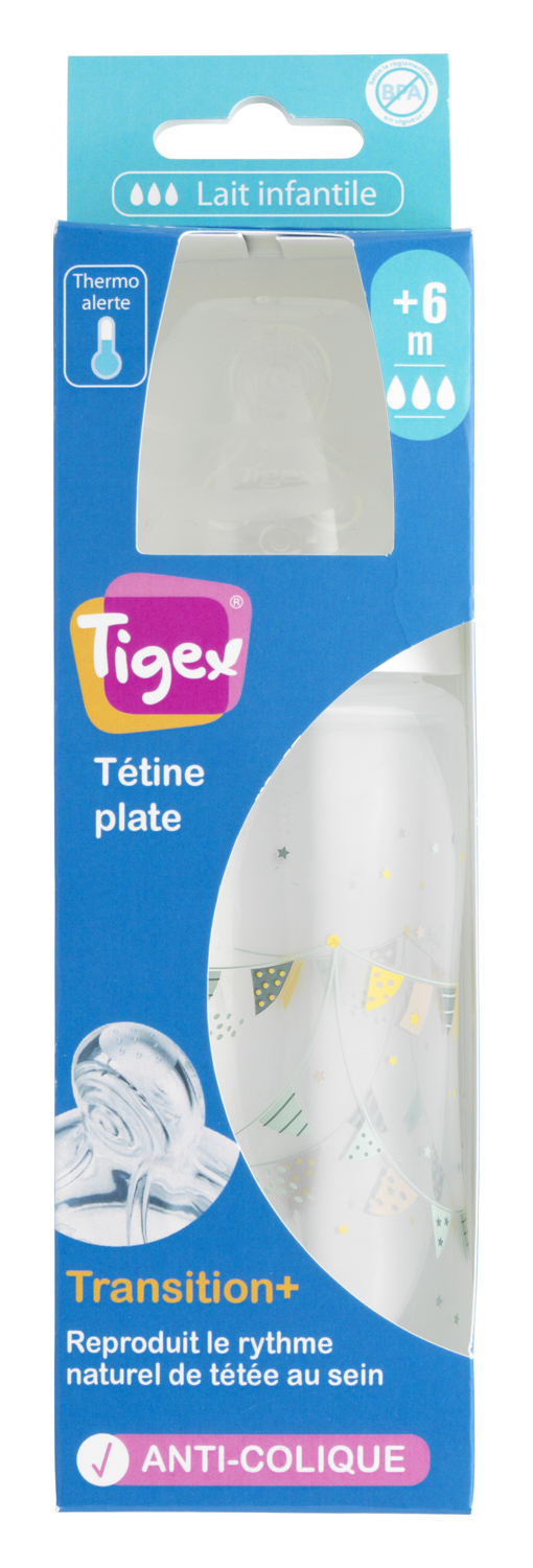 Biberon Transition 300ml Avec Alerte Temperature 6m Tigex