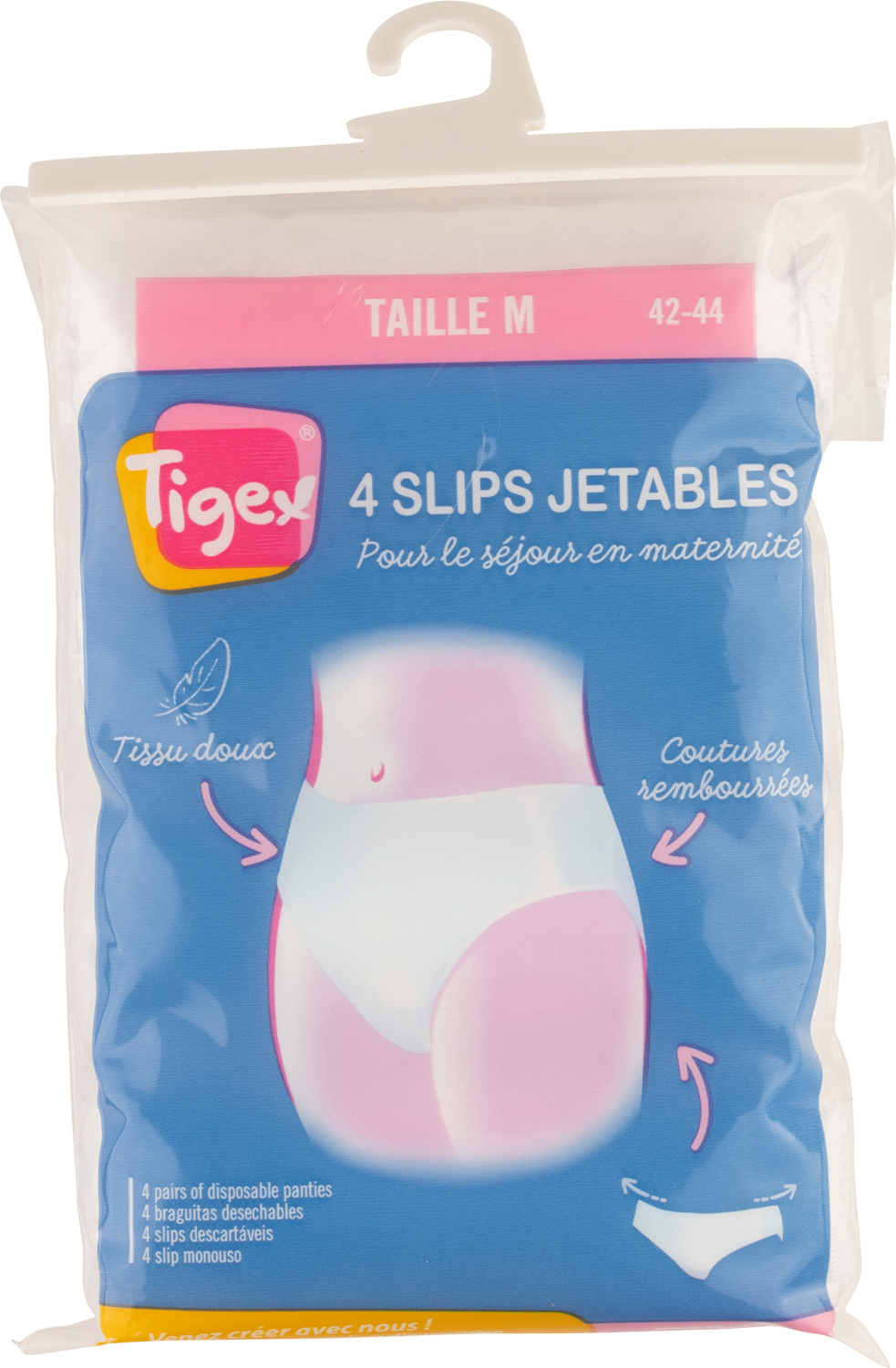 4 slips jetables blancs - Taille M - Tigex