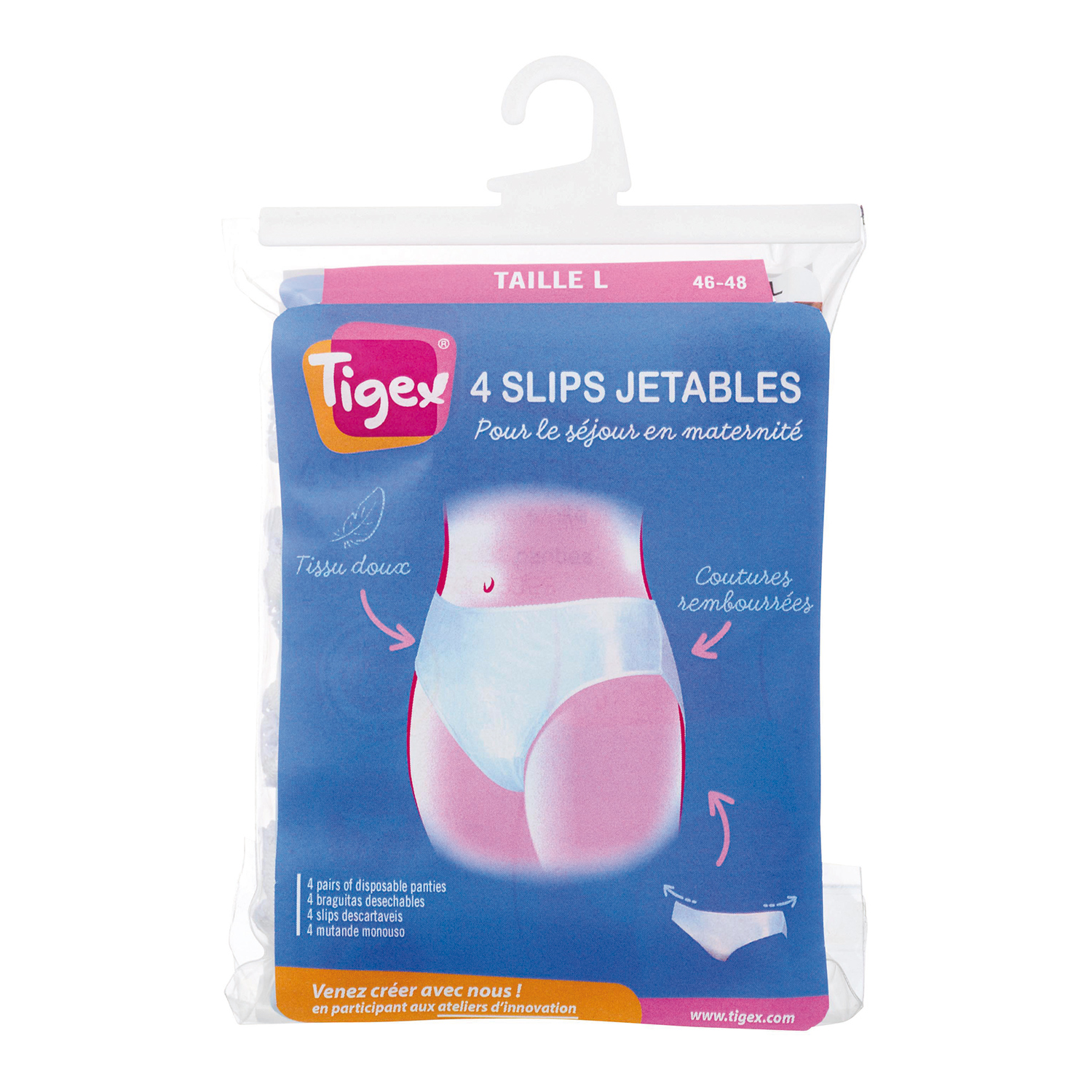 Tigex Slip Jetable Maternité, Filet Extensibles, Lavable, Taille Unique,  Blan