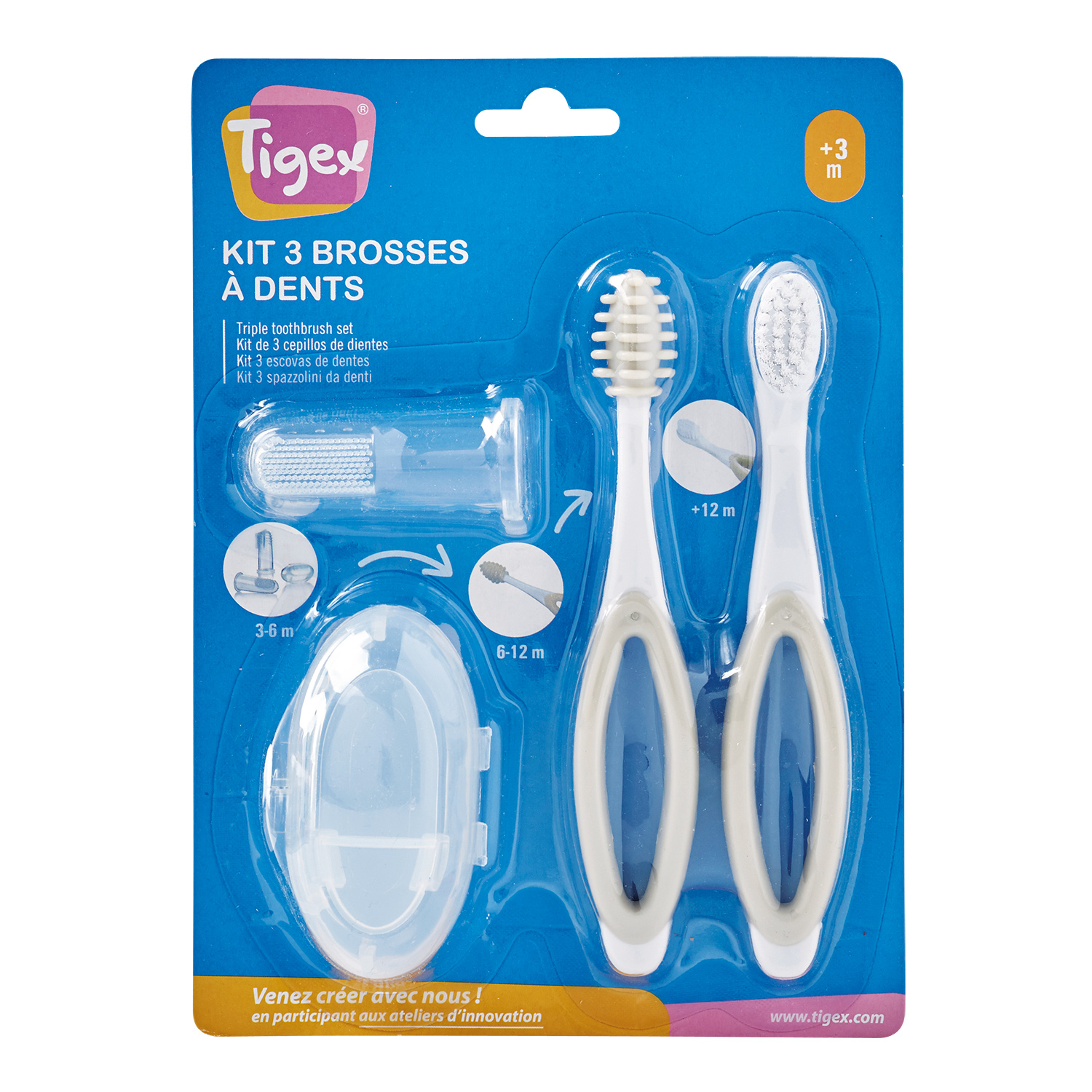 Comprar Pack de 3 Cepillos de Dientes Bébé Confort blanco/azul