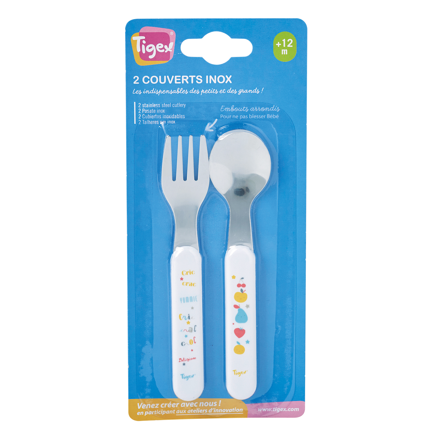 Exzact Couverts pour enfants en inox 6 Pièces: 2 x Fourchettes, 2